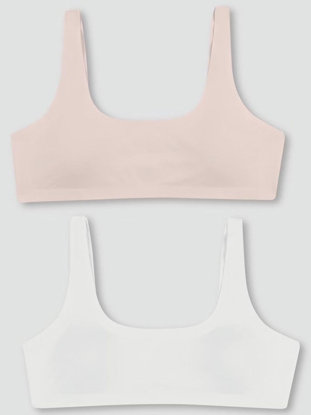 Hanes Seamless Scoop Bralettes - White & Light Pink